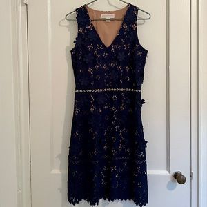 Michael Kors Navy Eyelet Dress w/ Silver Grommet Detail